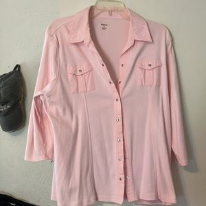 Snap front pink top